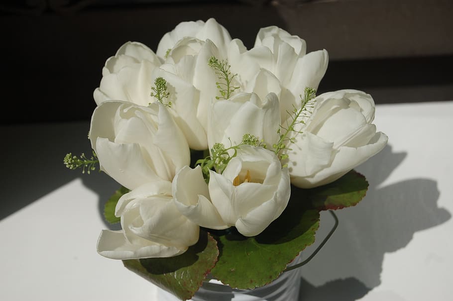 flower, floral, petal, bouquet de fleurs, romantic, white flowers, HD wallpaper