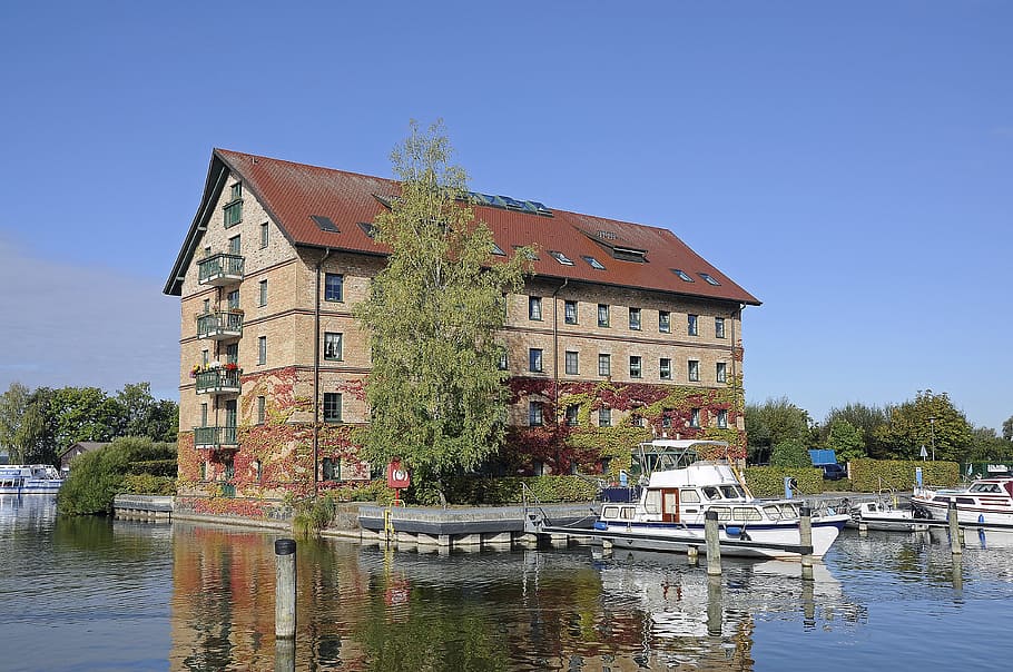 port, memory, water, neustrelitz, architecture, building exterior HD wallpaper