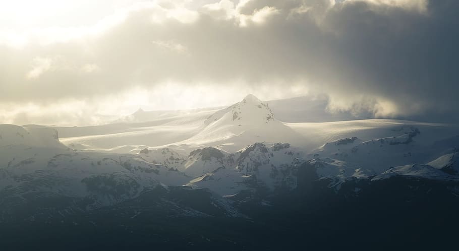 aerial photography of icy mountain, landscape, mountains, peaks HD wallpaper