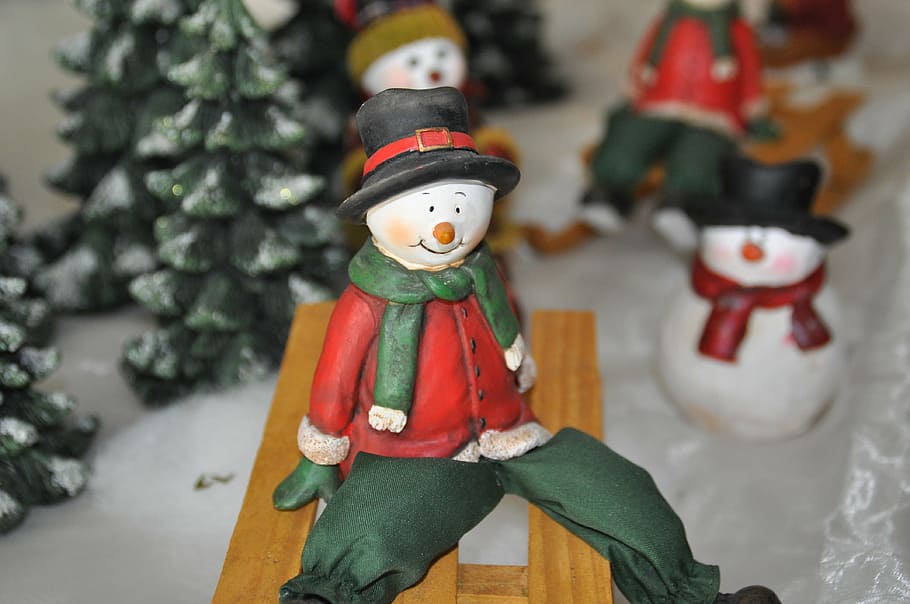 snow man, figure, winter, deco, decoration, december, human representation HD wallpaper