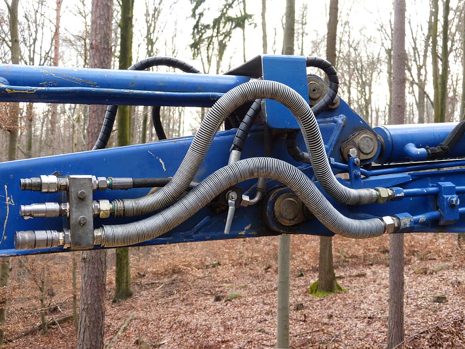 blue heavy equipment beside trees, forest, wood, tree cases HD wallpaper