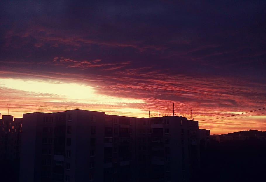 sunset, city, the sky, building exterior, architecture, built structure HD wallpaper