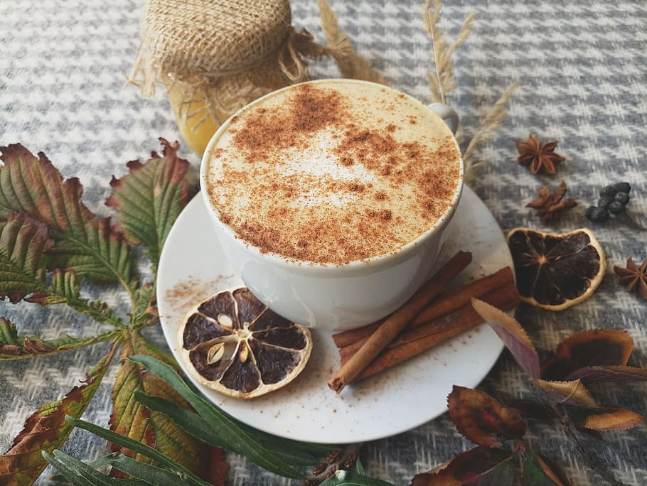 cinnamon coffee, style, food and drink, spice, star anise, table HD wallpaper