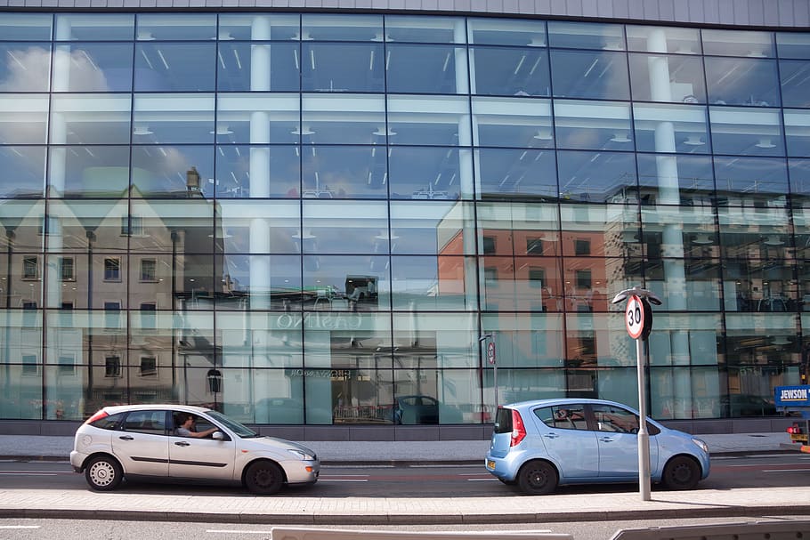 Facade, Glass, Building, Architecture, mirroring, reflections, HD wallpaper