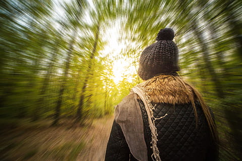 Crazy Psychedelic Vision Walk in The Forest, alone, autumn, girl HD wallpaper