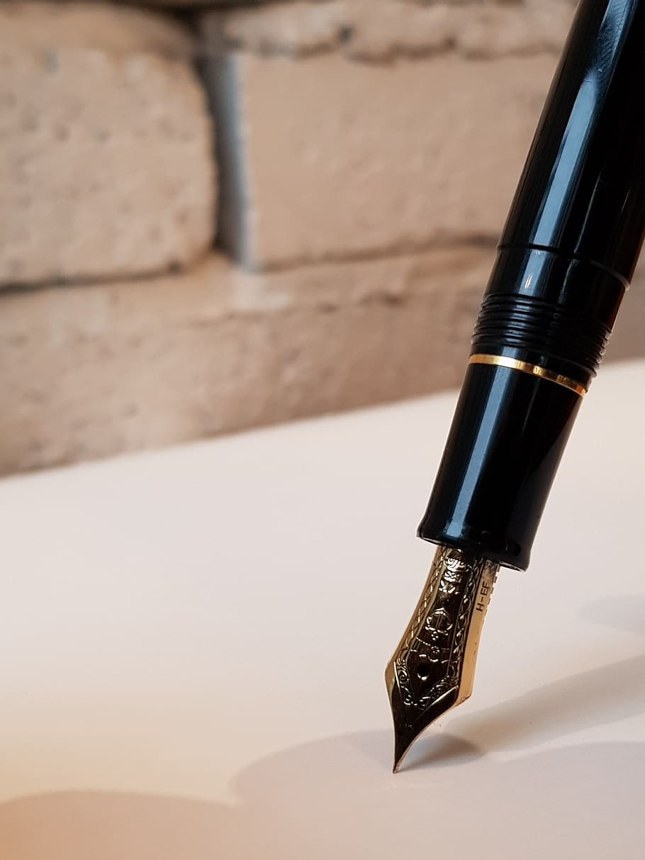 pen, fountain pen, black, gold, sailor, writing instrument, HD wallpaper