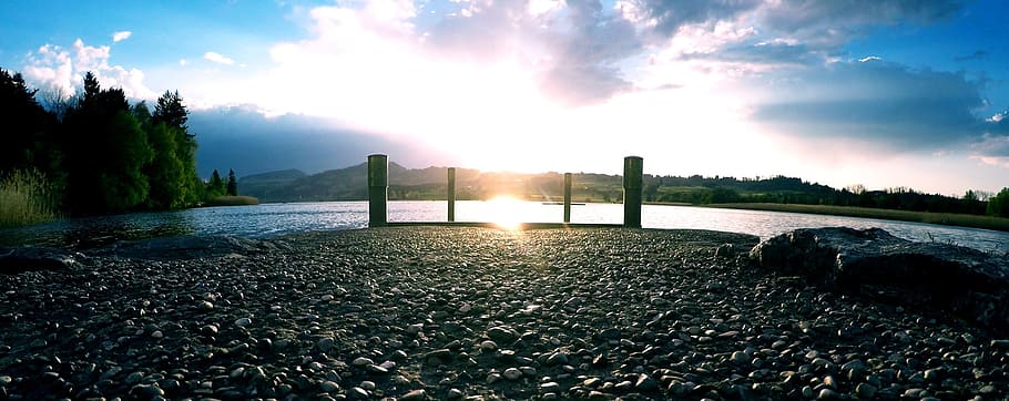 Sunset, Lake, Swim, Web, Nature, abendstimmung, clouds, water HD wallpaper