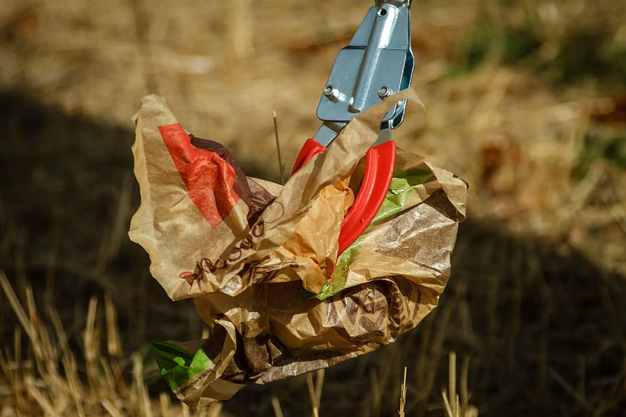 garbage, collect, disposal, pliers, gripper, access, paper bag HD wallpaper