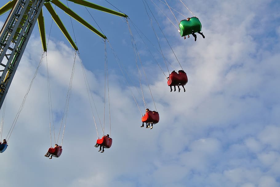 funfair, ride, high, amusement, park, holiday, outdoors, vacation HD wallpaper
