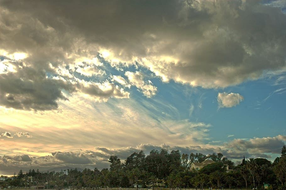 clouds, heaven, landscape, sunset, sky, cloud - sky, nature HD wallpaper