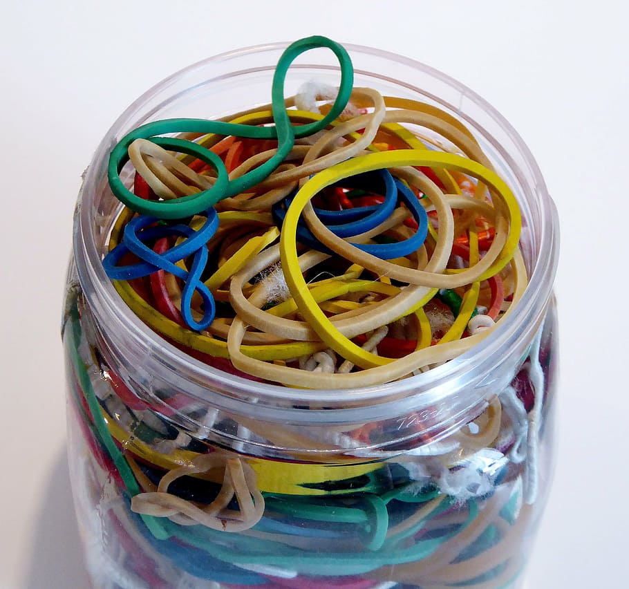 rubber rings, rubber bands, office, close, office supplies