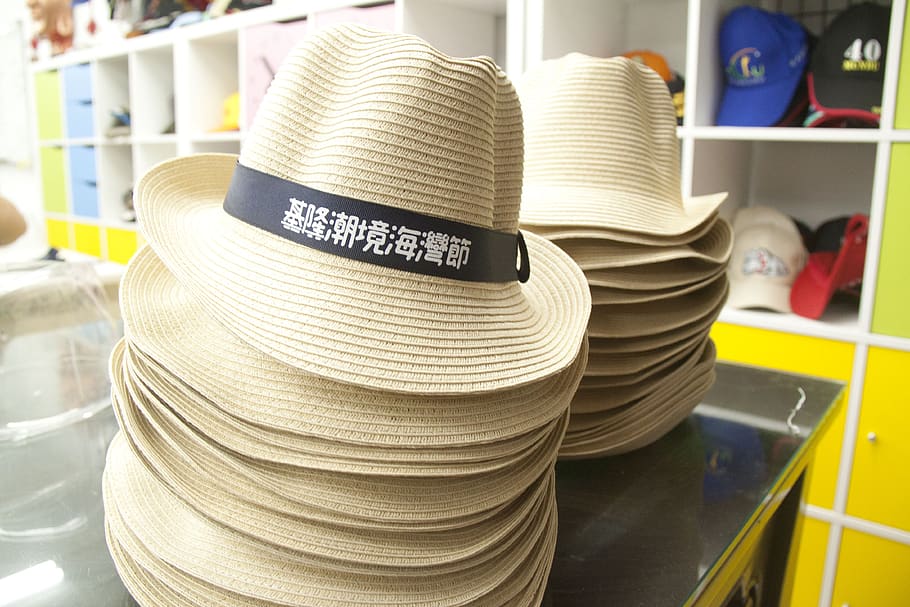 hat, beach cap, straw hat, text, communication, focus on foreground HD wallpaper
