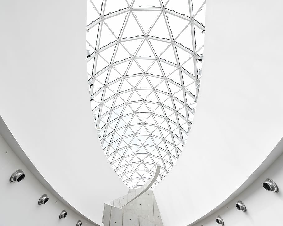 low angle photography of interior, white interior building, architecture HD wallpaper