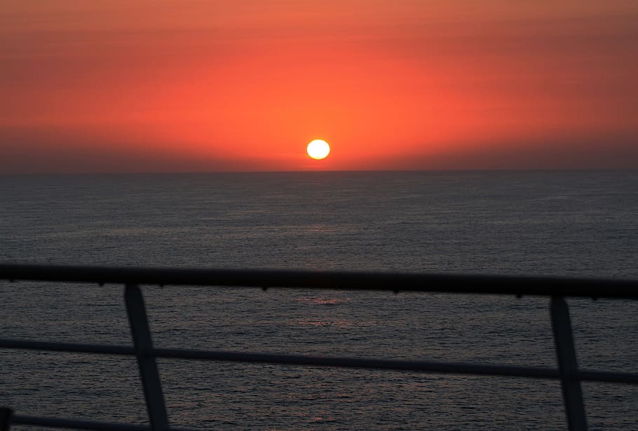 Sunset, Sea, Dusk, Ocean, Water, sky, horizon, nature, holiday HD wallpaper