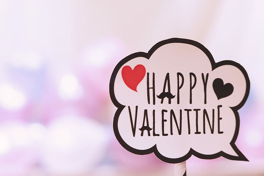 shallow focus photography Happy Valentine quotes, love, illustration HD wallpaper