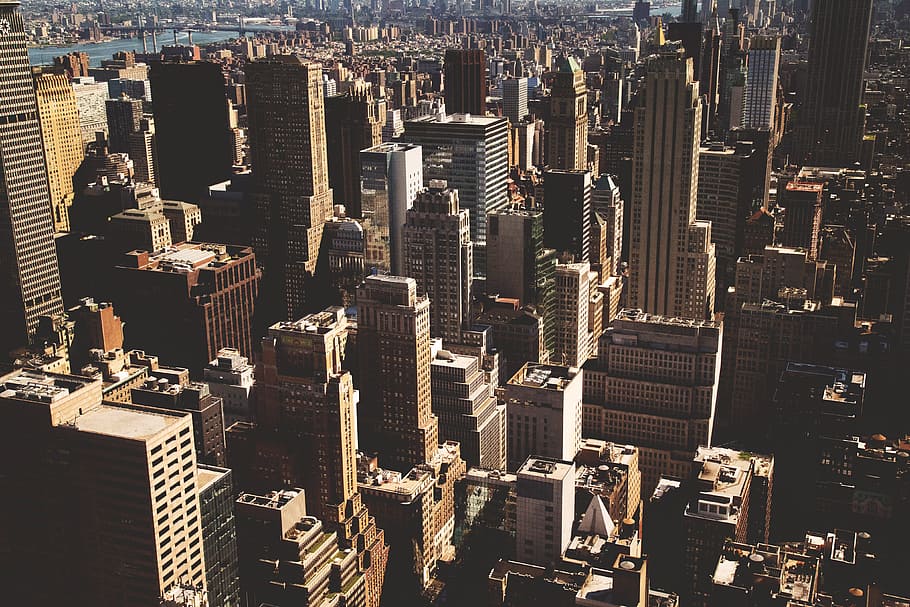 Skyscraper buildings in Manhattan, New York City, urban, nYC, HD wallpaper