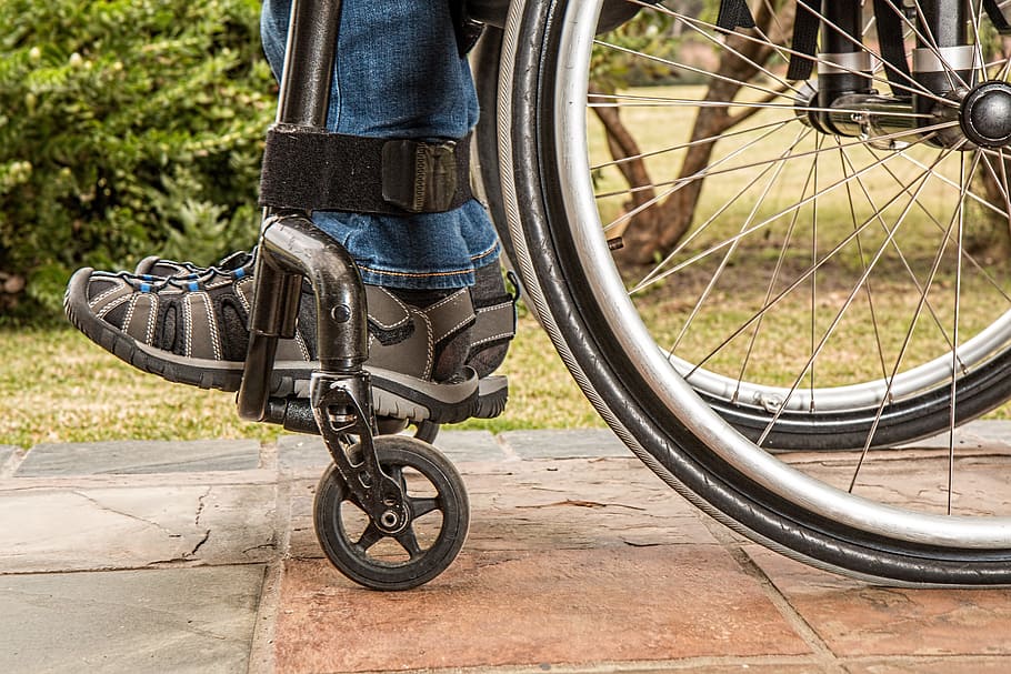 gray wheelchair wheeled photographt, disability, paraplegic, injured