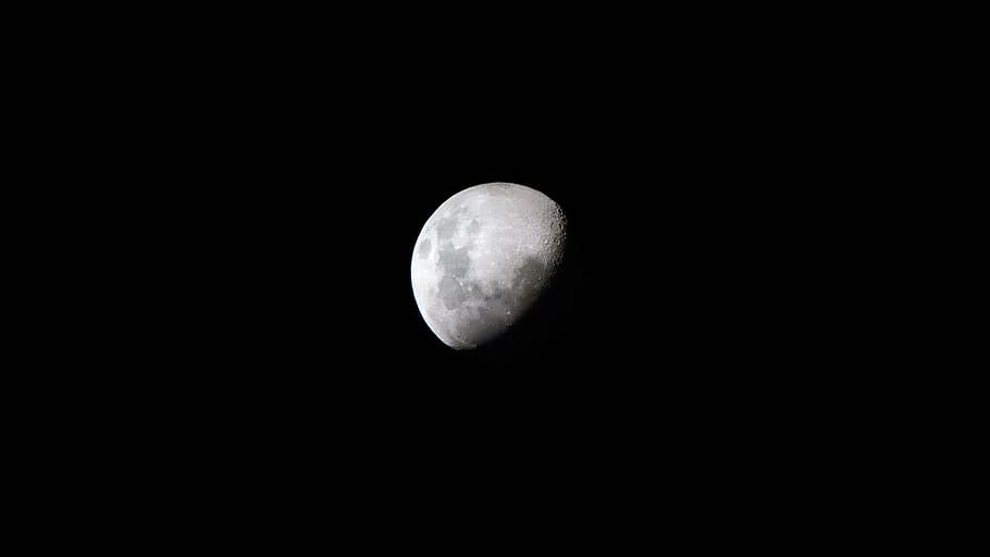 low light photography of moon, stars, sky, night, dark, galaxy HD wallpaper