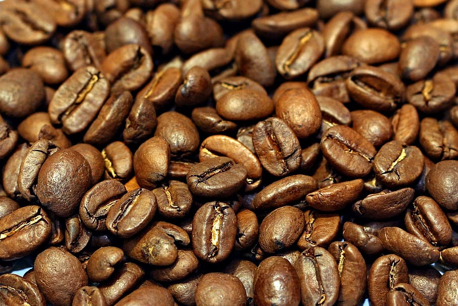 closeup photography of coffee beans lot, background, macro HD wallpaper
