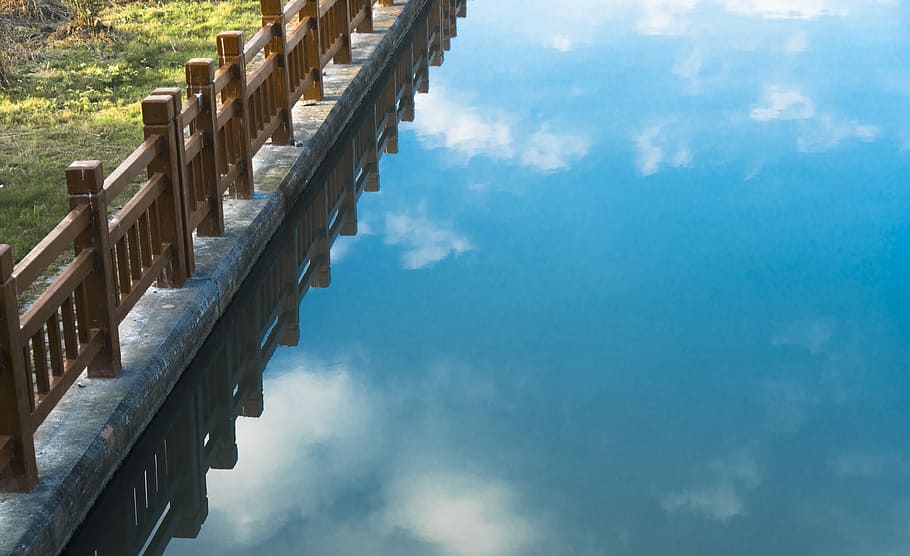 Reflection, Grass, Water, Nature, Sky, outdoors, natural, river HD wallpaper