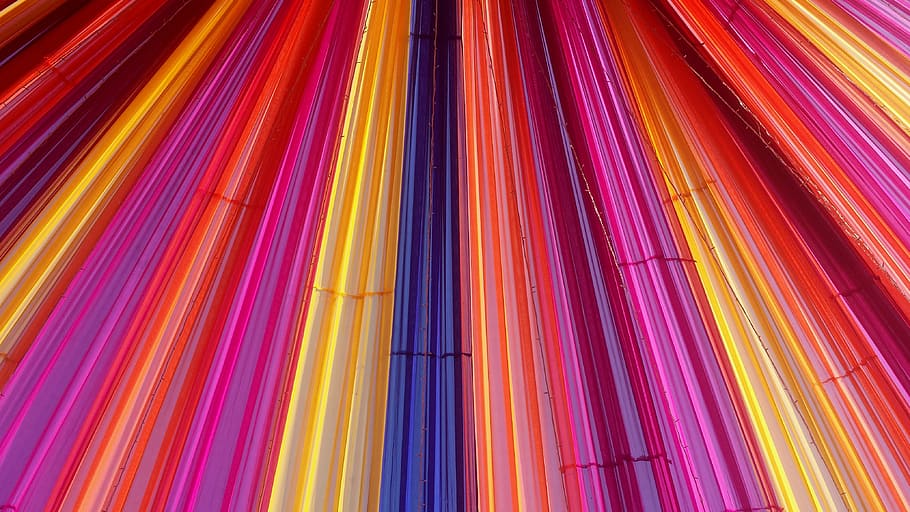 multicolored textiles roof, panoramic photography of multicolored striped artwork, HD wallpaper