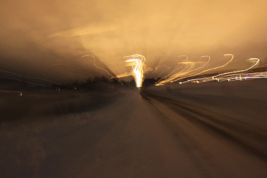 Road, Winter, Lights, Blurred, Motion, travel, fast, movement HD wallpaper
