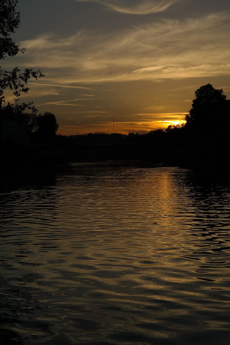 Sunset, Evening, Clouds, River, evening sky, danube, water HD wallpaper