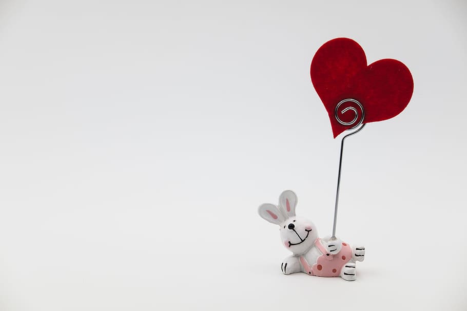 bunny holding heart heart stick figure, easter bunny, hare, love