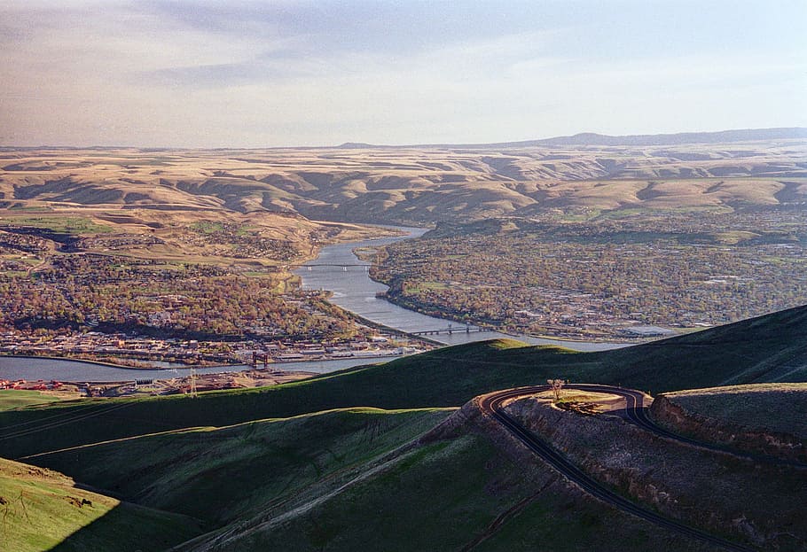 Landscape view of the valley and town of Lewiston, Idaho, landscapes, HD wallpaper