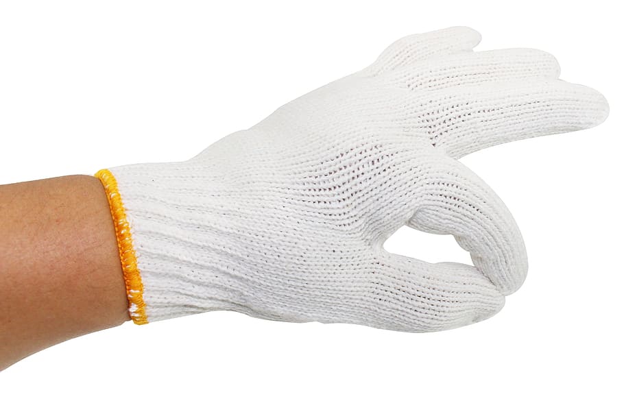 Glove, Ok, Hand, human body part, white background, human hand HD wallpaper