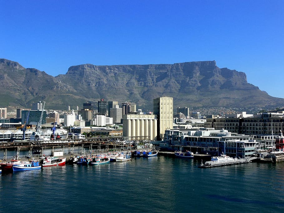 Waterfront, Cape Town, Harbor, table mountain, blue sky, azure HD wallpaper