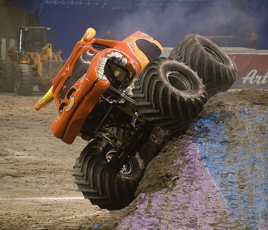 HD wallpaper: red monster truck photo, el toro loco, motor vehicle, competi...