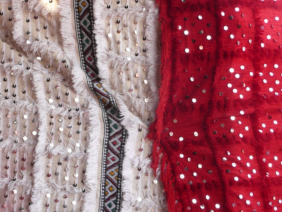 close-up photo of red and grey textiles, fabric, moroccan, arabic HD wallpaper
