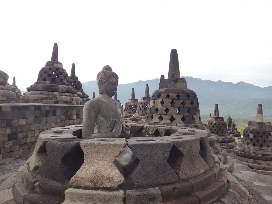 Borobudur, Indonesia, Java, Temple, religion, buddhism, yogjakarta, HD wallpaper