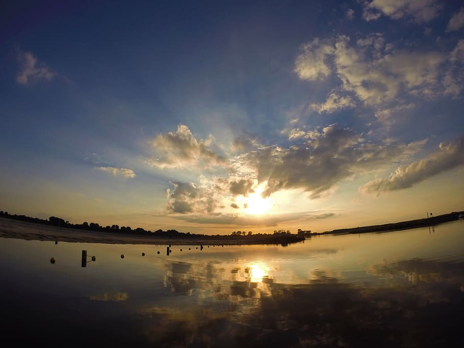 booked, sea, beach, sun, summer, distant, lake, water, sunset HD wallpaper