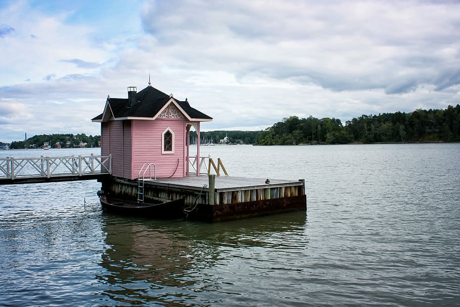 HD wallpaper: pink wooden house on body of water, Small, Sauna, Finnish,  architecture | Wallpaper Flare