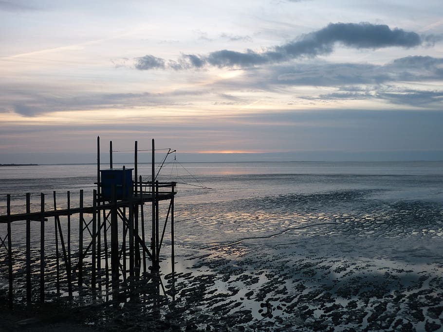 charente-maritime, plaice, twilight, sea, sky, water, cloud - sky HD wallpaper