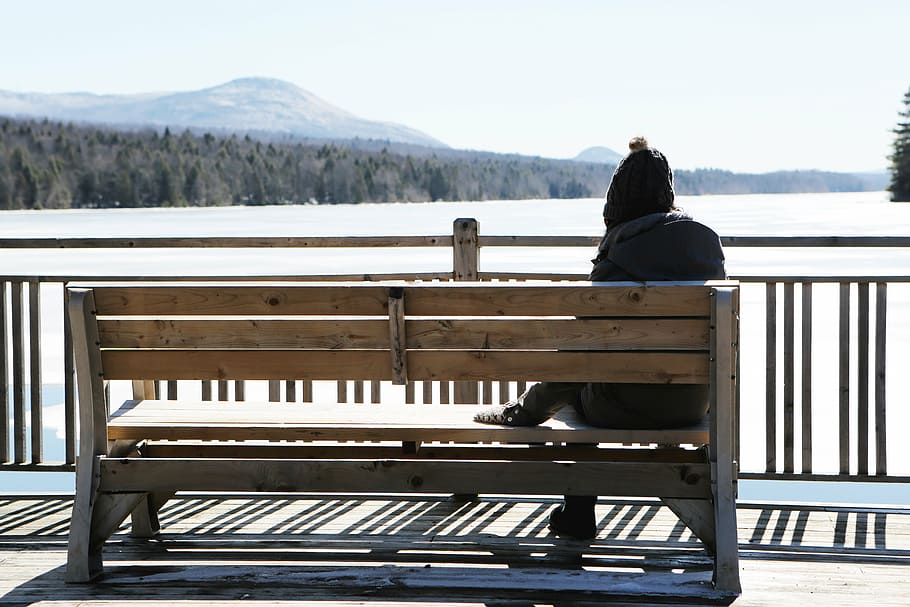 bench, cold, person, snow, solo, winter, outdoors, nature, sitting HD wallpaper