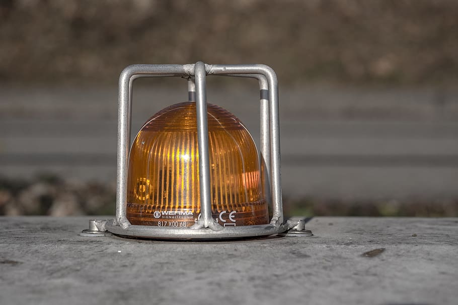 warning light, orange, clue lamp, caution, attention, no people HD wallpaper