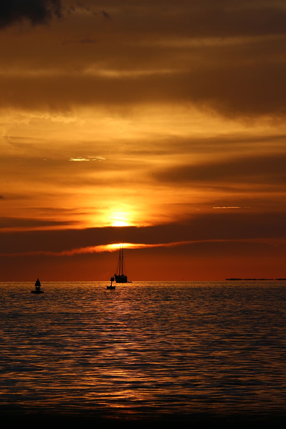 sunset, dusk, water, florida, sky, sea, cloud - sky, orange color HD wallpaper