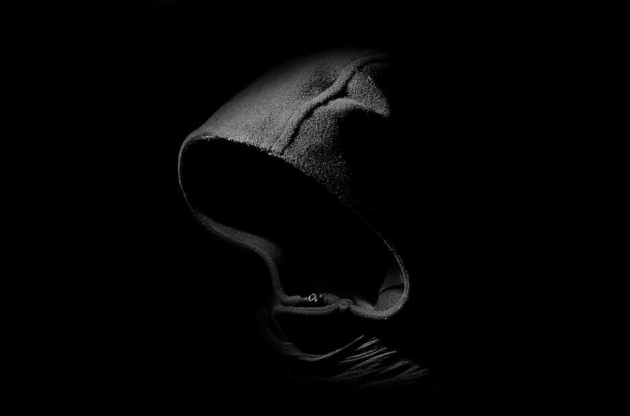 grayscale photo of person in hoodie, death, darkness, hooded