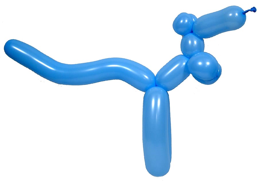 blue pet balloon, sculpture, kangaroo, fun, child, colorful, toy