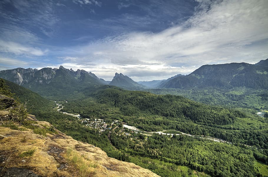 landscape, mountain range, mountains, nature, scenic, trees HD wallpaper
