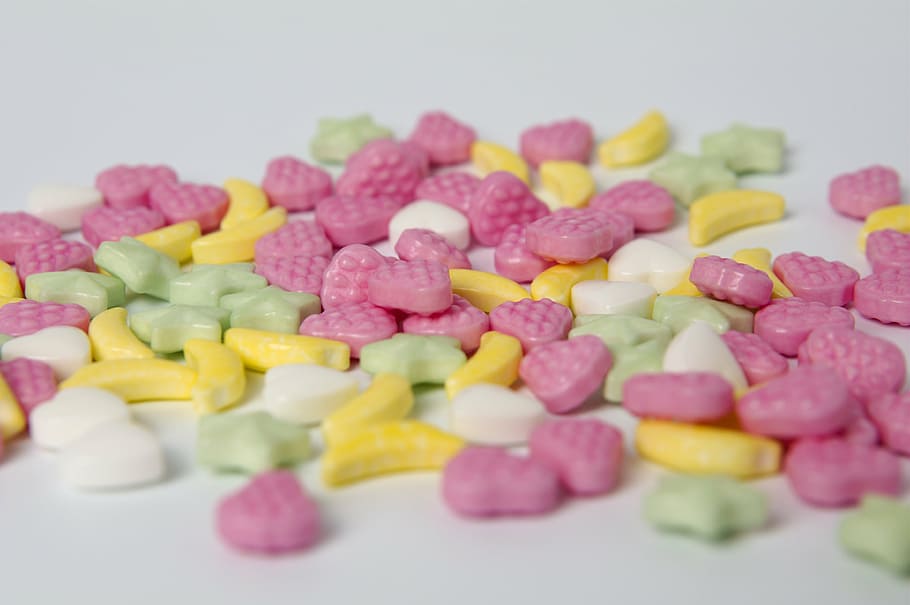 assorted-color vitamin chewables, candy, sweets, dragees, powdered candy HD wallpaper