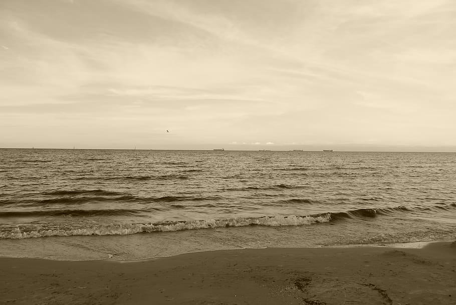 ships, view, water, sea, beach, land, horizon, scenics - nature HD wallpaper
