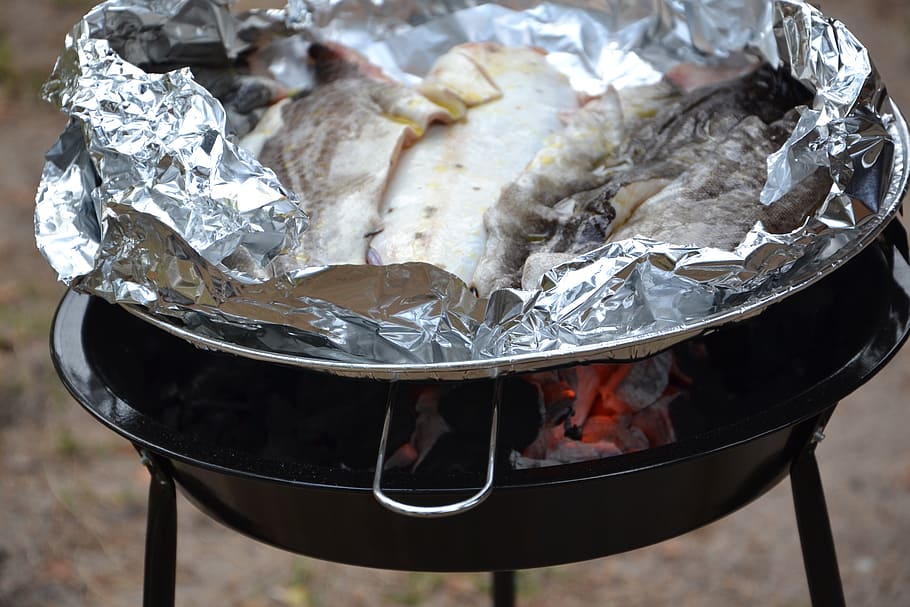 grill, fish, grilling, rest, eating, dinner, food and drink HD wallpaper