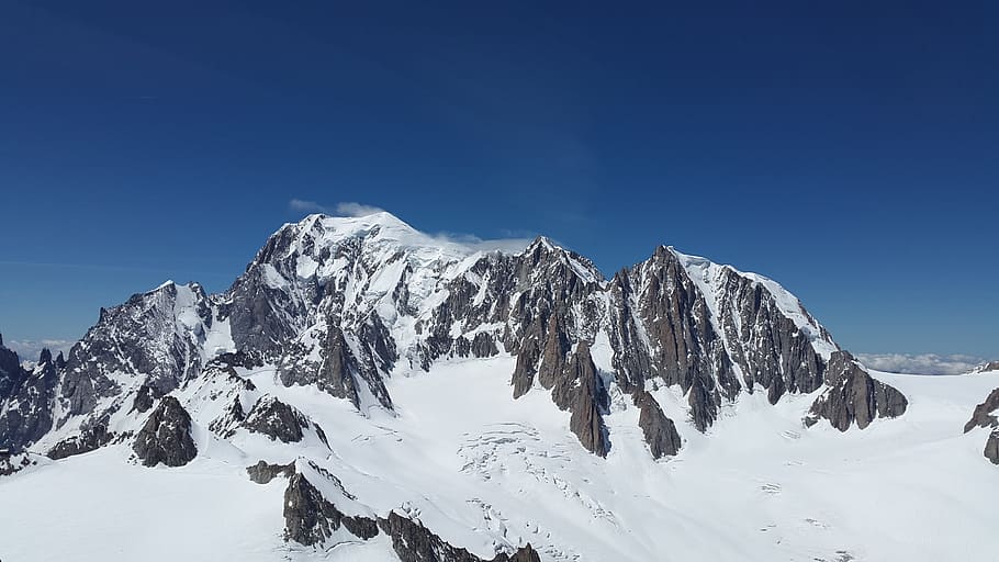 aerial photography of rock mountain alps, Mont Blanc, Blanc, Mont, HD wallpaper