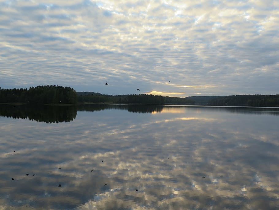 HD wallpaper: lake, mirroring, evening, silent, nature, finland ...