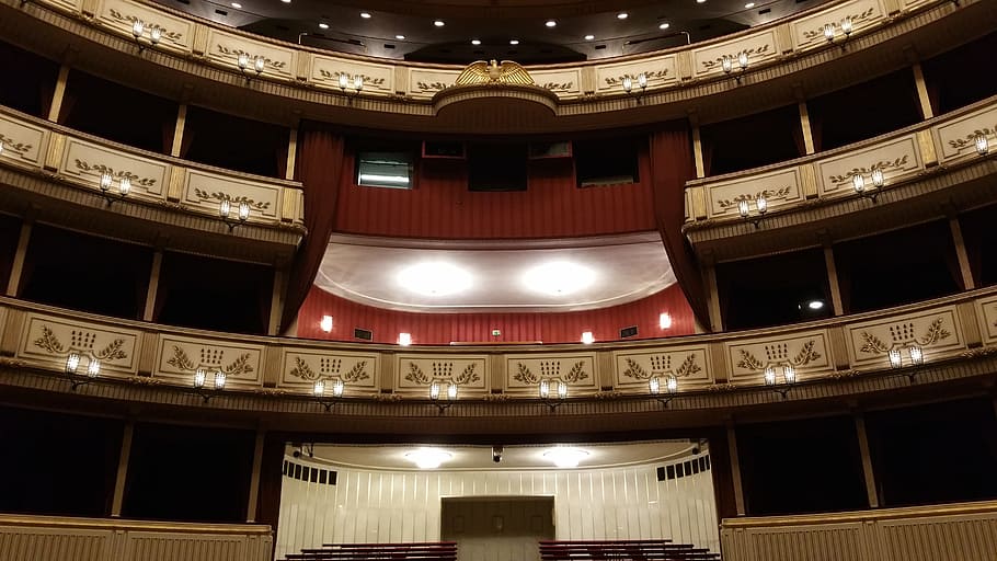vacant theatre in the room, vienna, opera, house, austria, wien HD wallpaper