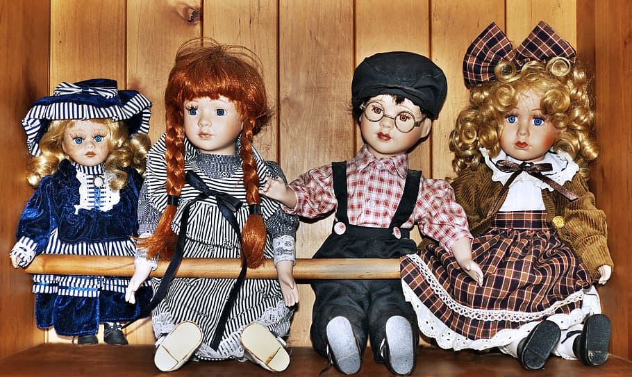 dolls, dolls houses, collect, shelf, nostalgic, toys, childhood, HD wallpaper